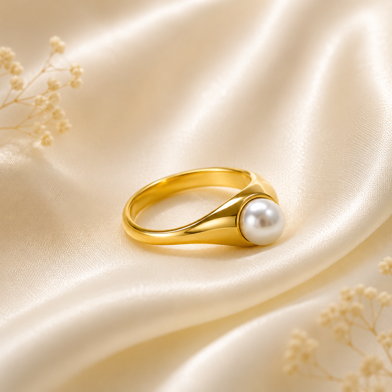 Pearl Drop Ring - Gold