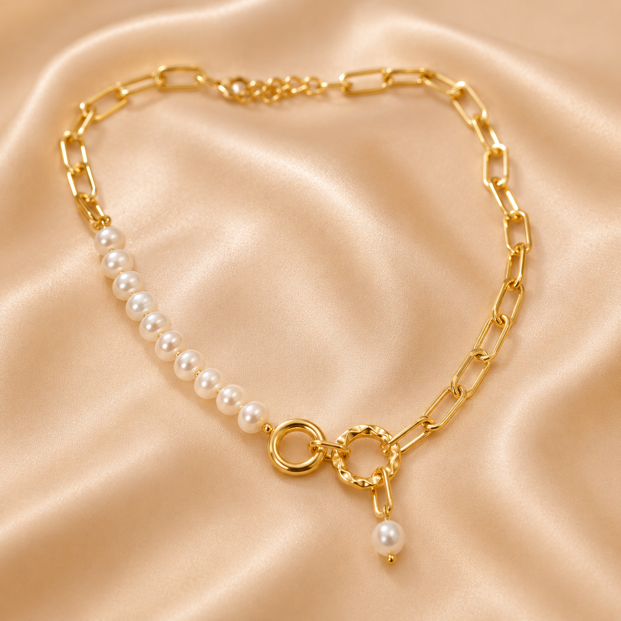 Pearl Charm Necklace - Gold