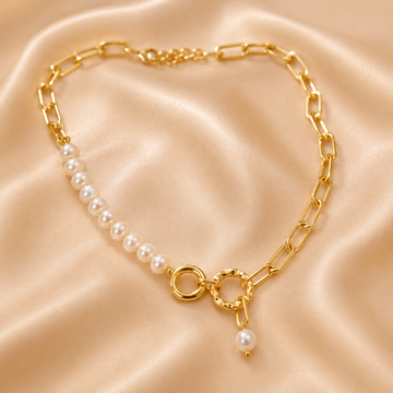 Pearl Charm Necklace - Gold
