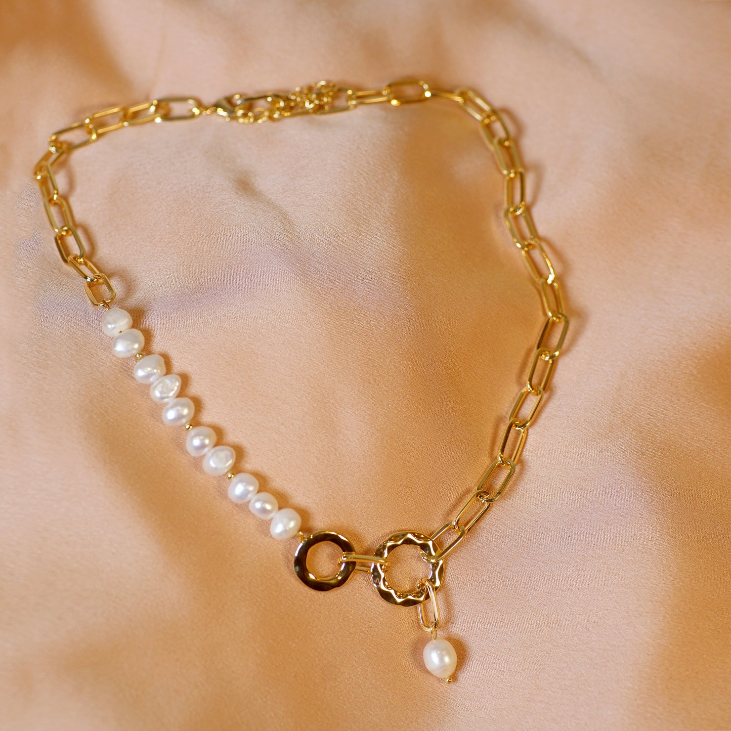 Pearl Charm Necklace - Gold
