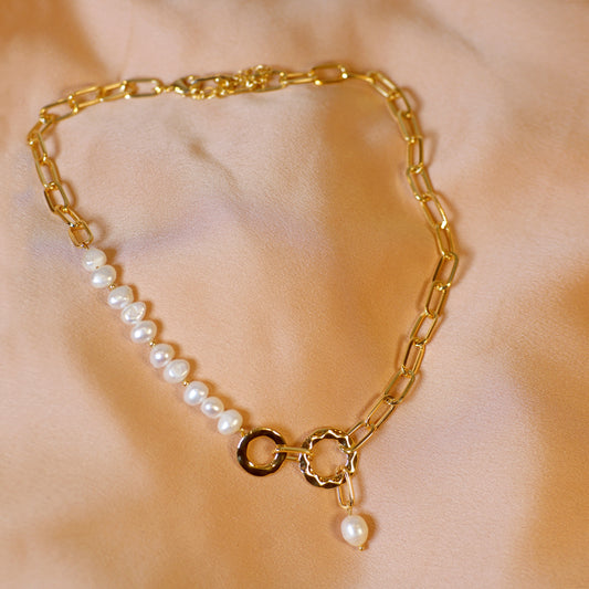 Pearl Charm Necklace - Gold