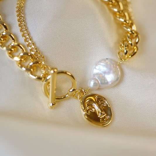 Pearl charm bracelet - Gold